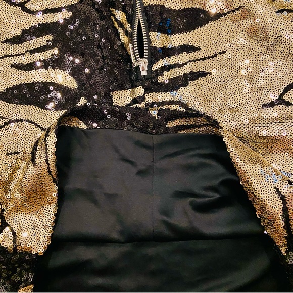 BLACK COLLECTION Mini Skirt Black Gold Tiger Print Celebrity Luxury Style - Picture 9 of 14